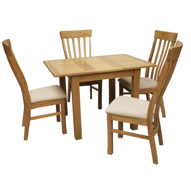 Racquel 4 -Person Butterfly Leaf Oak Solid Wood Dining Set