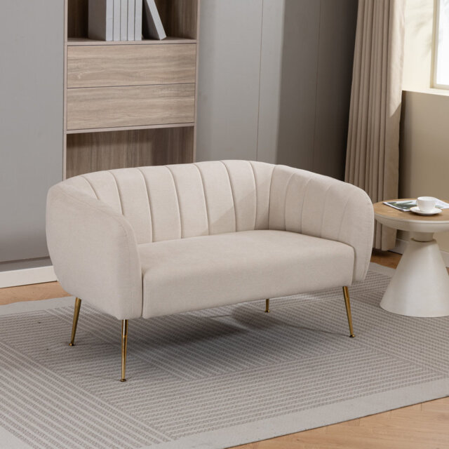 Stanton 135cm Wide Yellow Soft Fabric 2 seat Accent Sofa