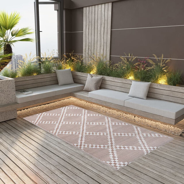 Mcknight Double Layer Jacquard Brown Indoor / Outdoor Area Rug