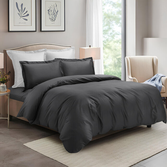 4 Piece Complete Bedding Set Duvet Cover Set With Fitted Bed Sheet & Pillowcases