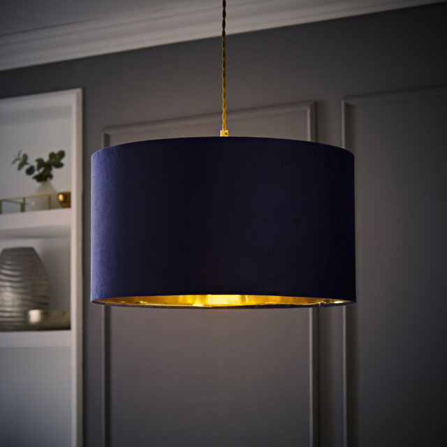 Aguie Linen Blend Drum Lamp Shade ( Slip-On ) Blue