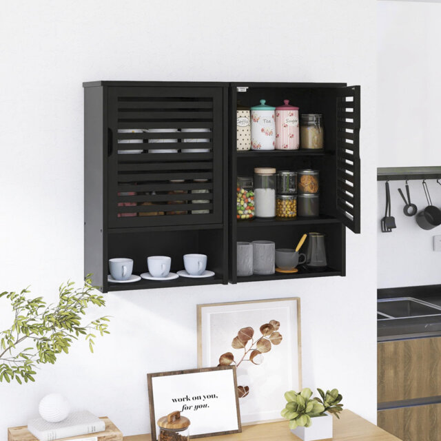 Wall-Mounted Medicine Cabinet with Adjustable Shelf, Single Door, Open Bottom Shelf, Bathroom Organizer