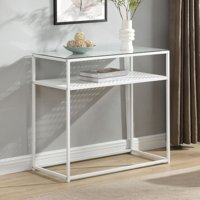 80cm Glass Top Console Table