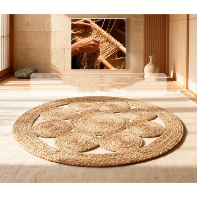 Hand Woven Area Rugs For Living Room,?122 X 122Cm, Brown