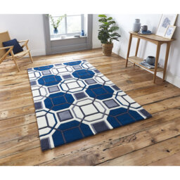 Evianna area rug Hand Tufted Rectangle Ivory/Navy
