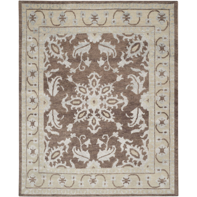 Dewart Hand Knotted Ivory/Brown Rug