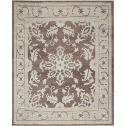 Dewart Hand Knotted Ivory/Brown Rug