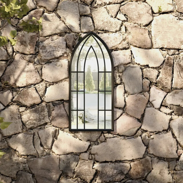 Lily Manor Garden Mirror Black 70X30 Cm Iron For Outdoor Use