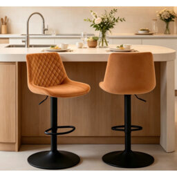Adjustable Height Velvet/Suede Bar Stools with Gas Lift