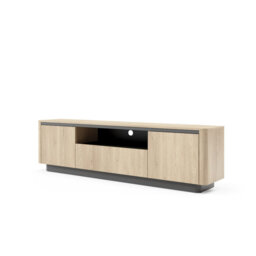 Torro TV Cabinet 200cm - Modern Oak Cremona & Black Entertainment Unit for Stylish Living Room Storage