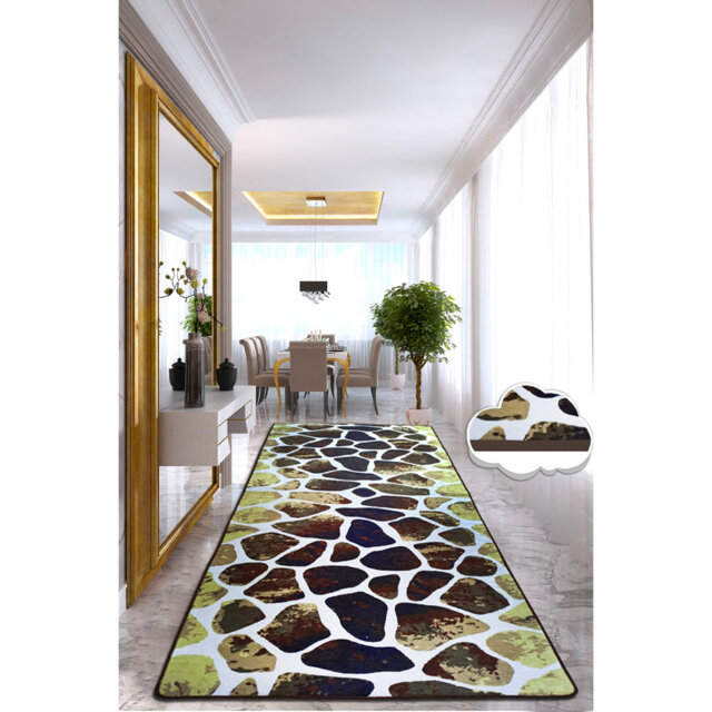 Boulmane Shaggy Brown/White/Green Rug