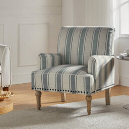 Battista Country Wooden Upholstered Armchair with Nailhead Trim