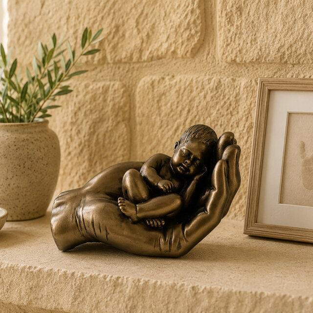 A Little Handful Newborn Baby Bronze Figurine