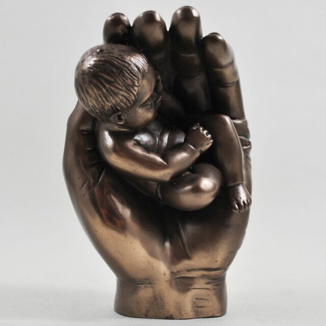 A Little Handful Newborn Baby Bronze Figurine