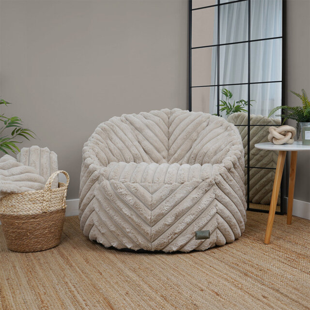rucomfy Beanbags Ribbed Fur Zen Bean Bag Chair - Soft Luxury Fabric - Adult Beanbag Lounger Seat with Filling Included - Home Furniture Armchair - D85