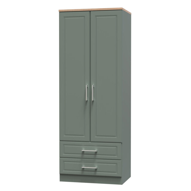 Aalysia 2 Door 2 Drawer Wardrobe in White Ash & Modern Oak