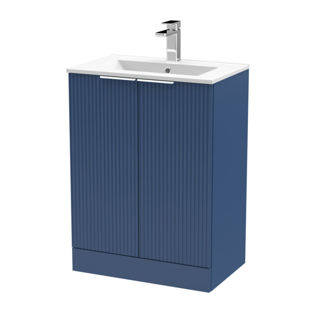 Fluted Single Bathroom Vanity with Drop In Vitreous China Basin