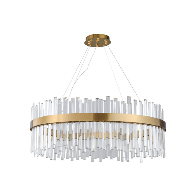 Beibut 1 - Luxury Modern Gold Crystal Round Chandelier - LED Flush Mount Ceiling Light Fixture for Living Room, Dining Room, Foyer, Bar, and Club