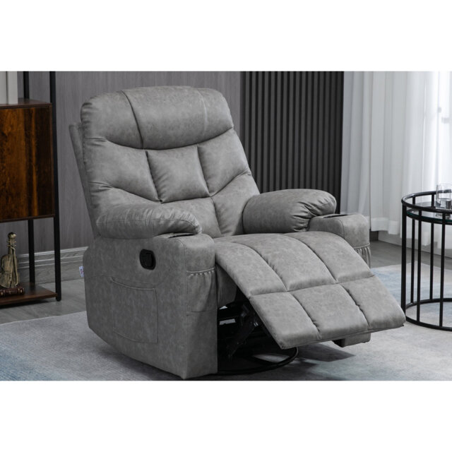 HOMCOM Recliner Armchair Swivel Manual Reclining Rocker Chair