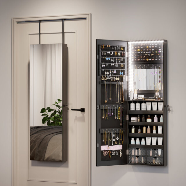 Over the Door Jewellery Armoire with Mirror