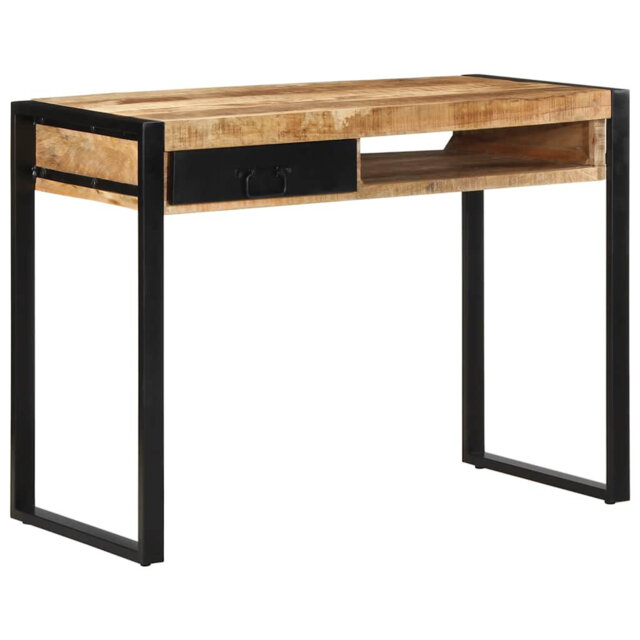 Alvia Solid Wood Top Metal Base Writing Desk