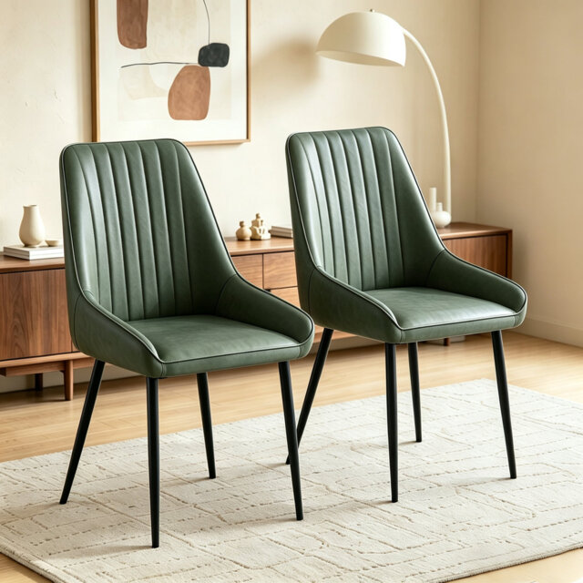 Modern Faux Leather Upholstered Dining Chair with High Back