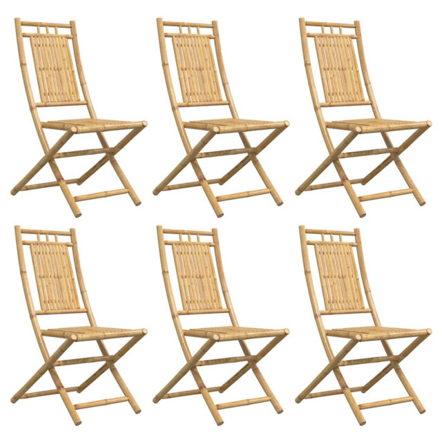 Vidaxl 6 Piece Folding Garden Chairs, 46 x 66 x 99cm, made of bamboo
