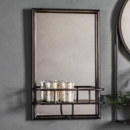 Gorman Iron Rectangle Mirror with Shelves
