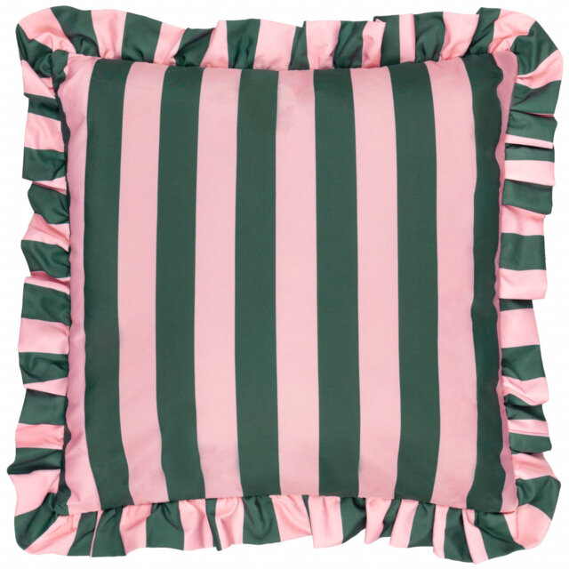 Palm Royale Stripe Ruffle Indoor / Outdoor Striped Square Cushion