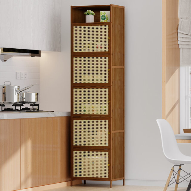 170cm H x 43cm W Bamboo / Rattan Bookcase