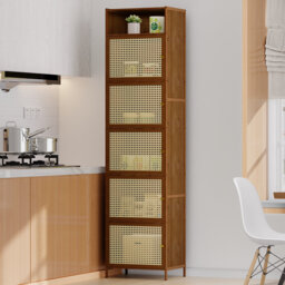 170cm H x 43cm W Bamboo / Rattan Bookcase