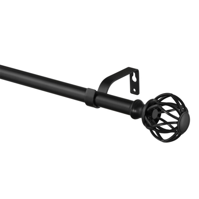 Matte Black Adjustable Curtain Pole Set