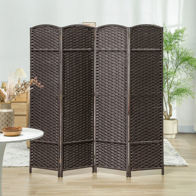 4 Panel Folding Room Divider, Freestanding Privacy Screen