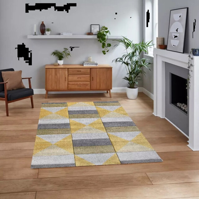Modern Area Rug Geometric Style BLOCK Rugs For Living Room Bedroom Rug Soft Non Shedding Area Rug