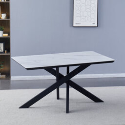 Henni Stone Top Metal Base Dining Table