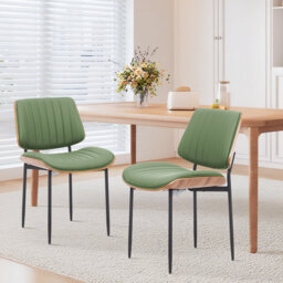 Windsor Contemporary Kitchen & Dining Chair with Walnut Bentwood Frame and Padded Faux Leather Seat