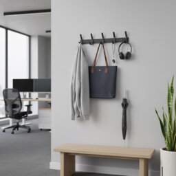 "17"" Brushed Gold Stainless Steel Coat Rack - 6 Double Hooks - Entryway Bathroom Home Organizer"