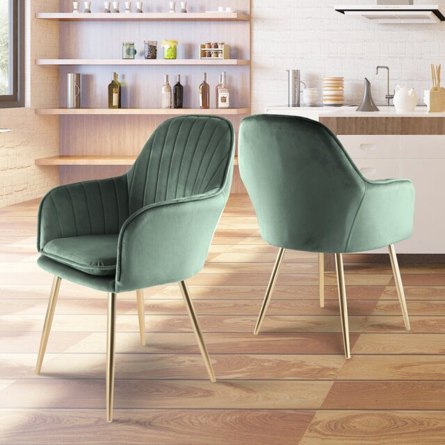 Taraji 46cm H Velvet Upholstered Metal Armchair