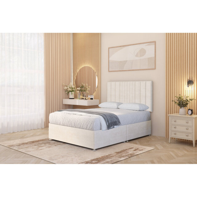 Alyssa Velvet Divan Bed Set Sprung Memory Foam Mattress & Headboard with Drawers
