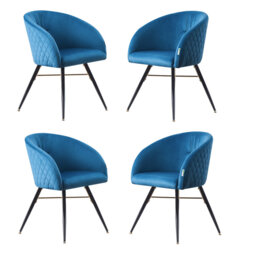 Goddard Mordern Tub Dining Chairs- Upholstered in Velvet, Cushion Padded With Metal Legs- Armchair Room Kitchen Living Room