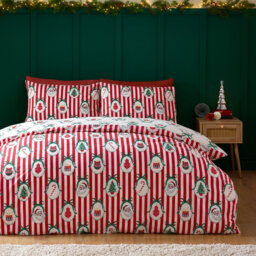 Christmas Vintage Stripe Reversible Duvet Cover Set