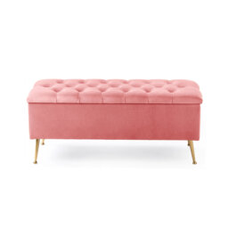 Amara Wide Velvet Tufted Rectangle Storage Ottoman Footstool Upholstered Bench with Legs for Living Room & Bedroom