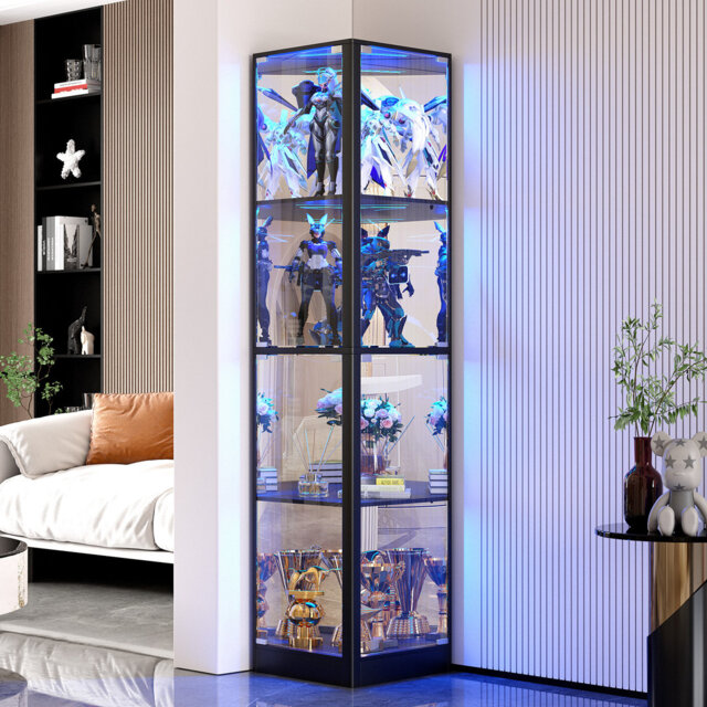 4-Tier Display Cabinet with Tri-Color Sensor Light