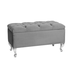 Londona Wide Velvet Tufted Rectangle Solid Color Standard Ottoman Bench with Storage, Upholstery Footstool End of Bed Bench