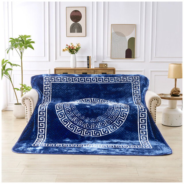 Greek Throw Blanket Warm Cosy Lightweight Decorative Premium Blanket for Sofa Couch Bed Living Room Bedroom Soft Plush All Season