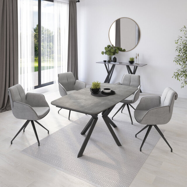 Extendable Metal Base Dining Table