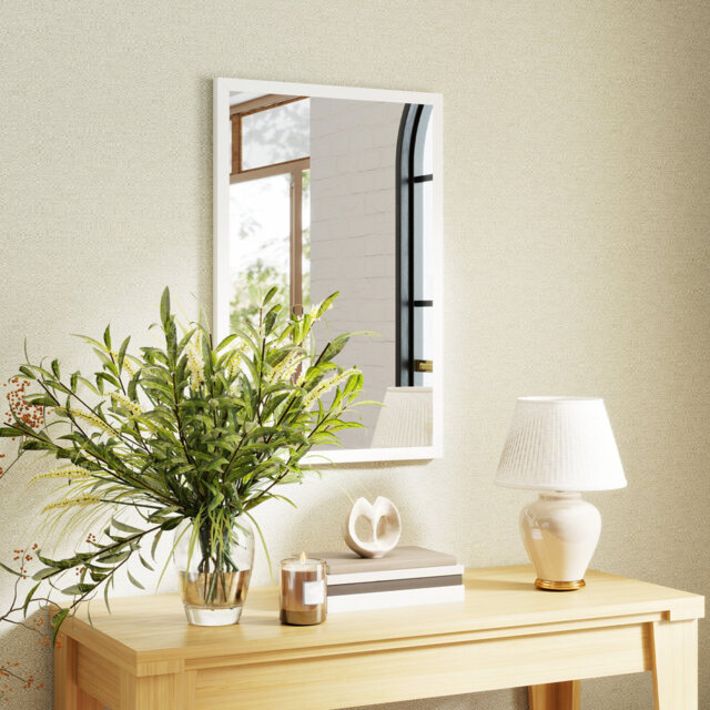 HOMCOM Decorative Rectangular Wall Mirror Wall-Mounted 60 x 40 cm White
