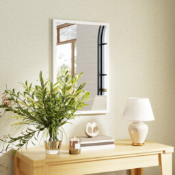 HOMCOM Decorative Rectangular Wall Mirror Wall-Mounted 60 x 40 cm White