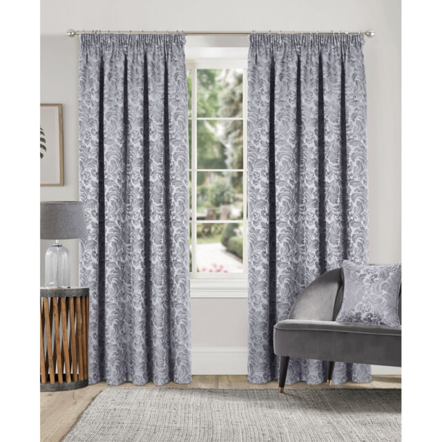 Hallas Pencil Pleat Damask Jacquard Curtains