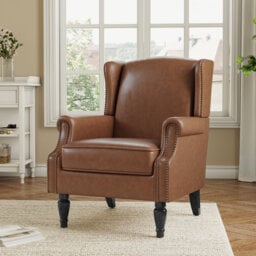 74 Cm Wide Wingback Armchair with Nailhead Trim